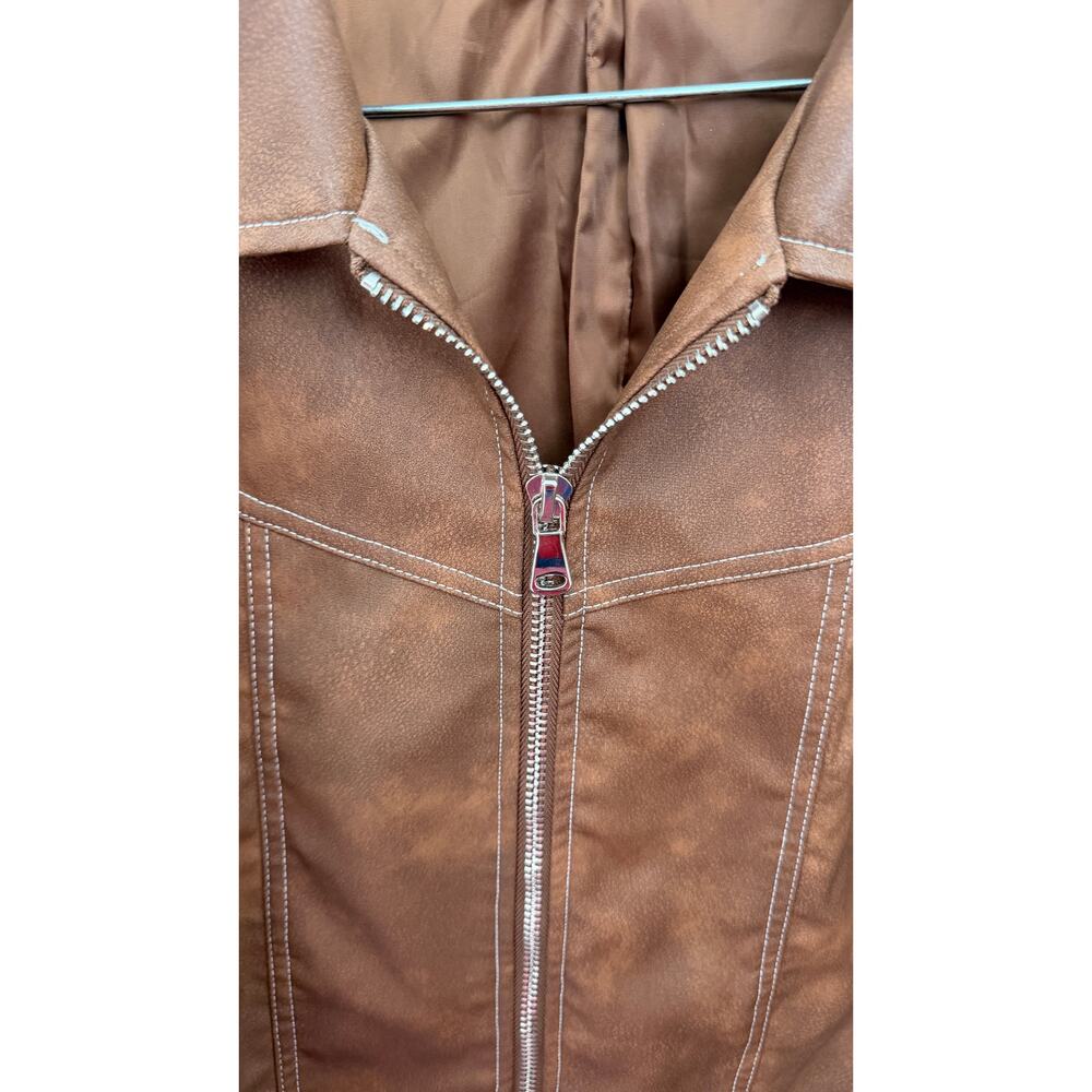 Lioness Brown Contrast-Stitch Bomber Jacket Size XL - Picture 4 of 8